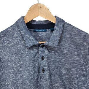 Perry Ellis Mens Blue‎ Polo Shirt L/G Cotton/Polyester Short Sleeve
